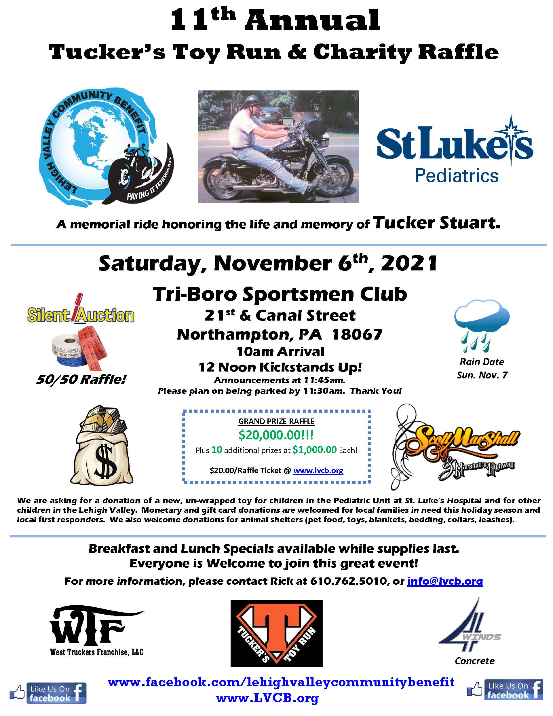 TUCKER’s TOY RUN and MONEY RAFFLE Motorcycle Roads